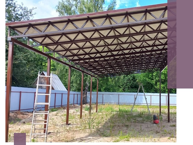 Односкатные навесы под ключ в Пензе — изготовление и монтаж